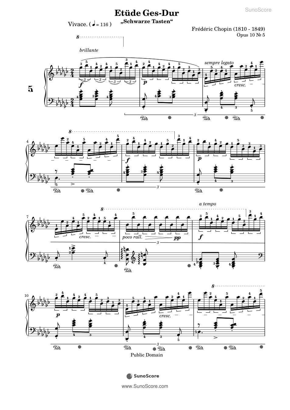 흑건 (연습곡 Op.10-5) 악보 첫 쪽 미리보기