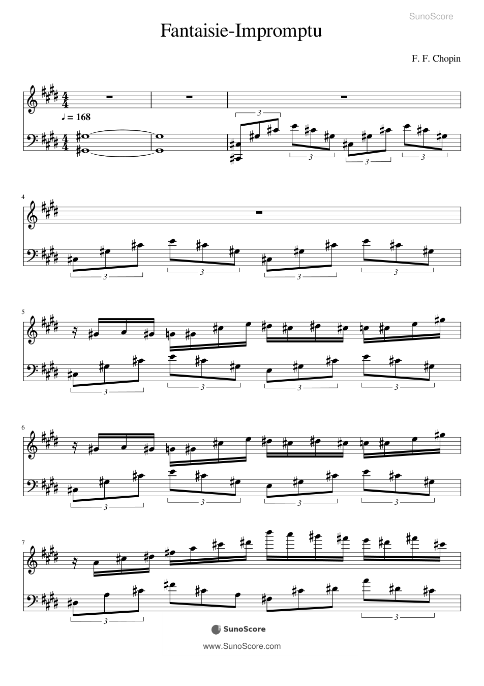 환상 즉흥곡 (쇼팽 Op.66) 악보 첫 쪽 미리보기