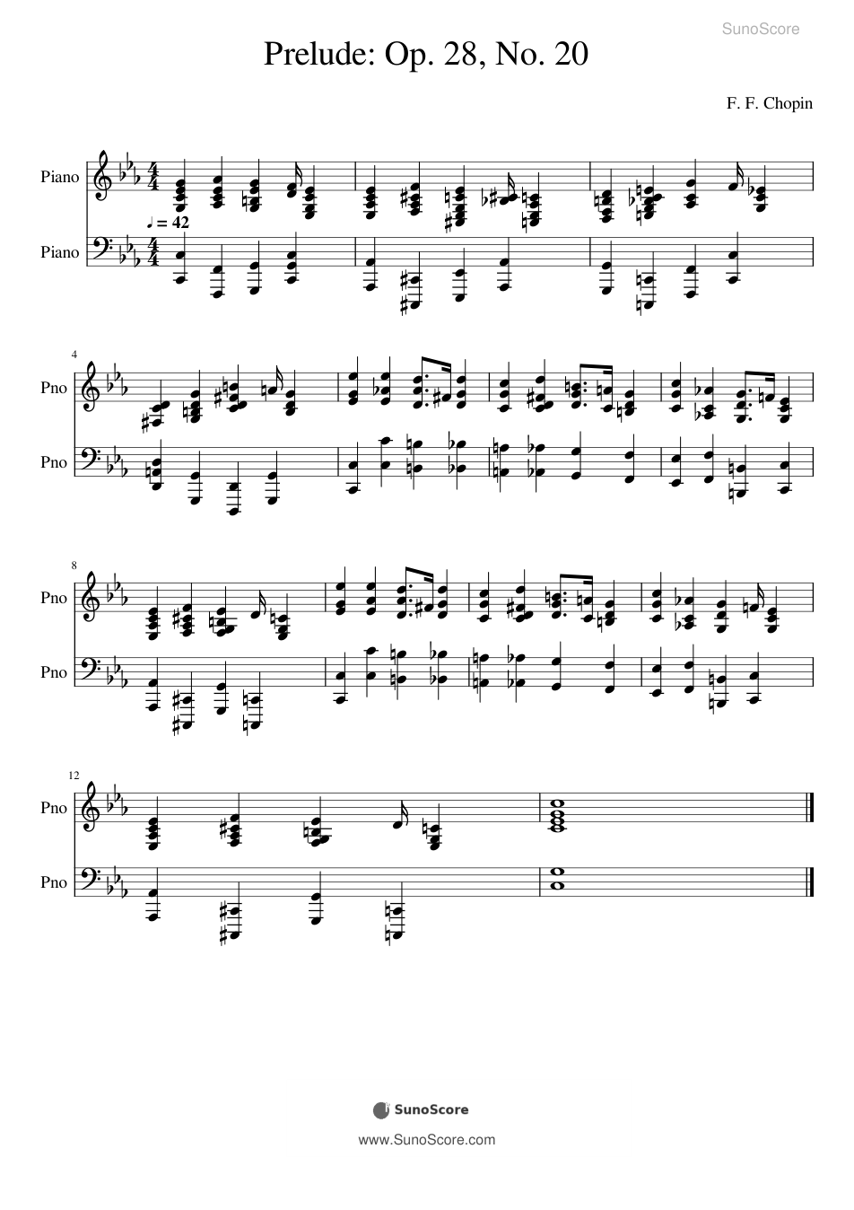 쇼팽 전주곡 Op.28 No.20 (C단조) 악보 첫 쪽 미리보기