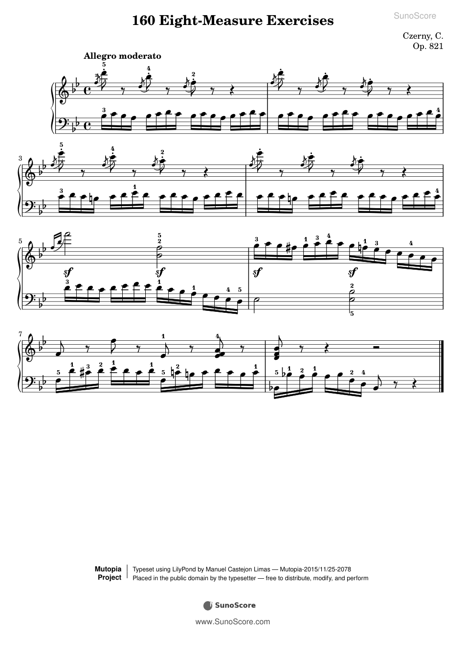 160개의 8마디 연습곡 Op.821-13 악보 첫 쪽 미리보기