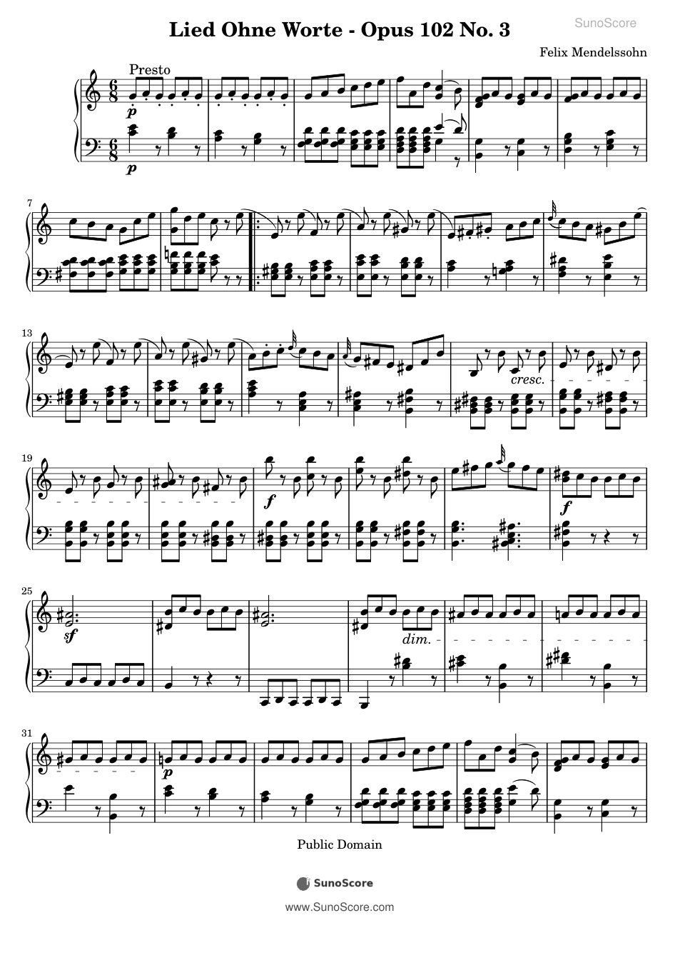 무언가 Op.102-3 악보 첫 쪽 미리보기