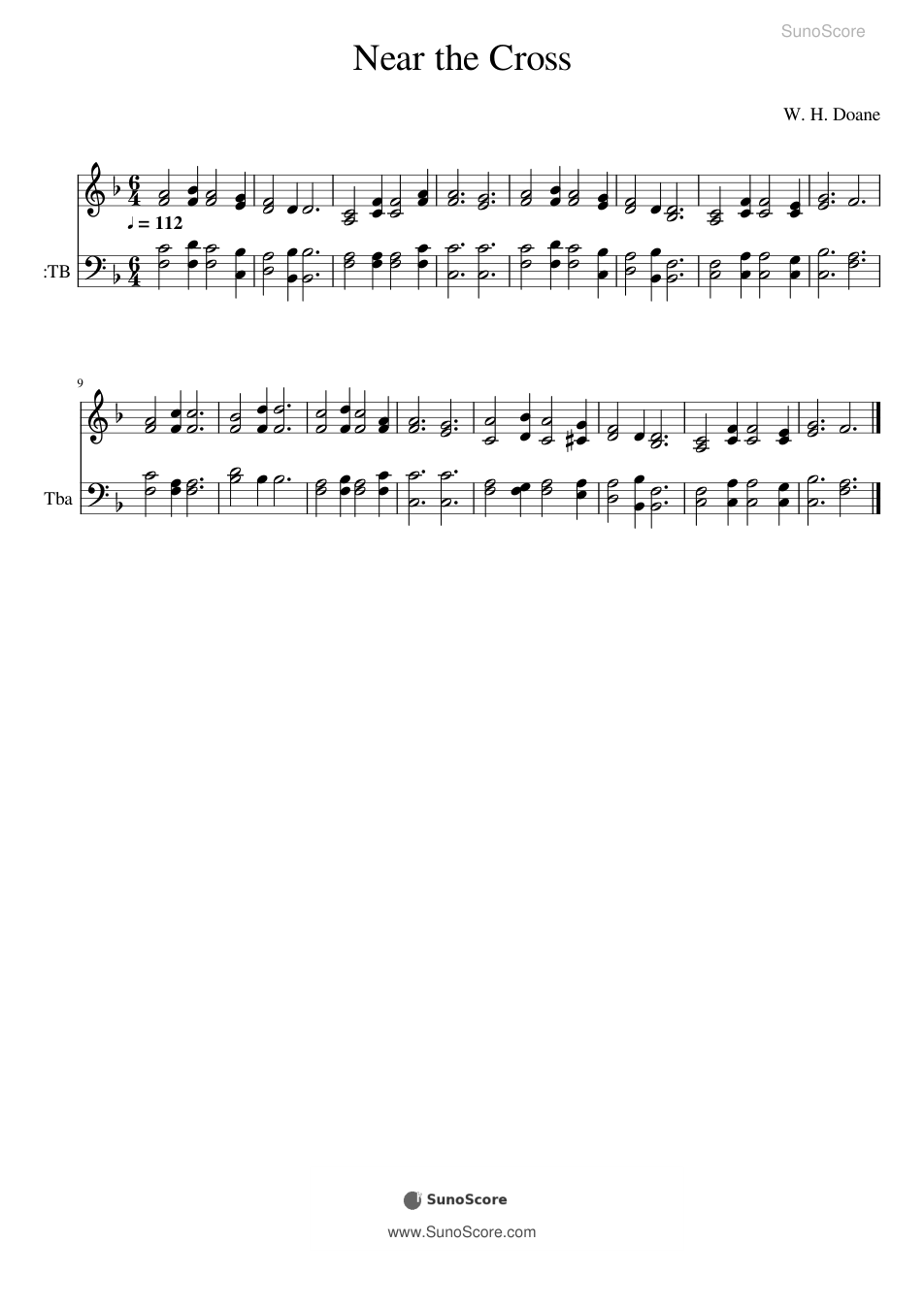 십자가로 가까이 (Near the Cross) 악보 첫 쪽 미리보기