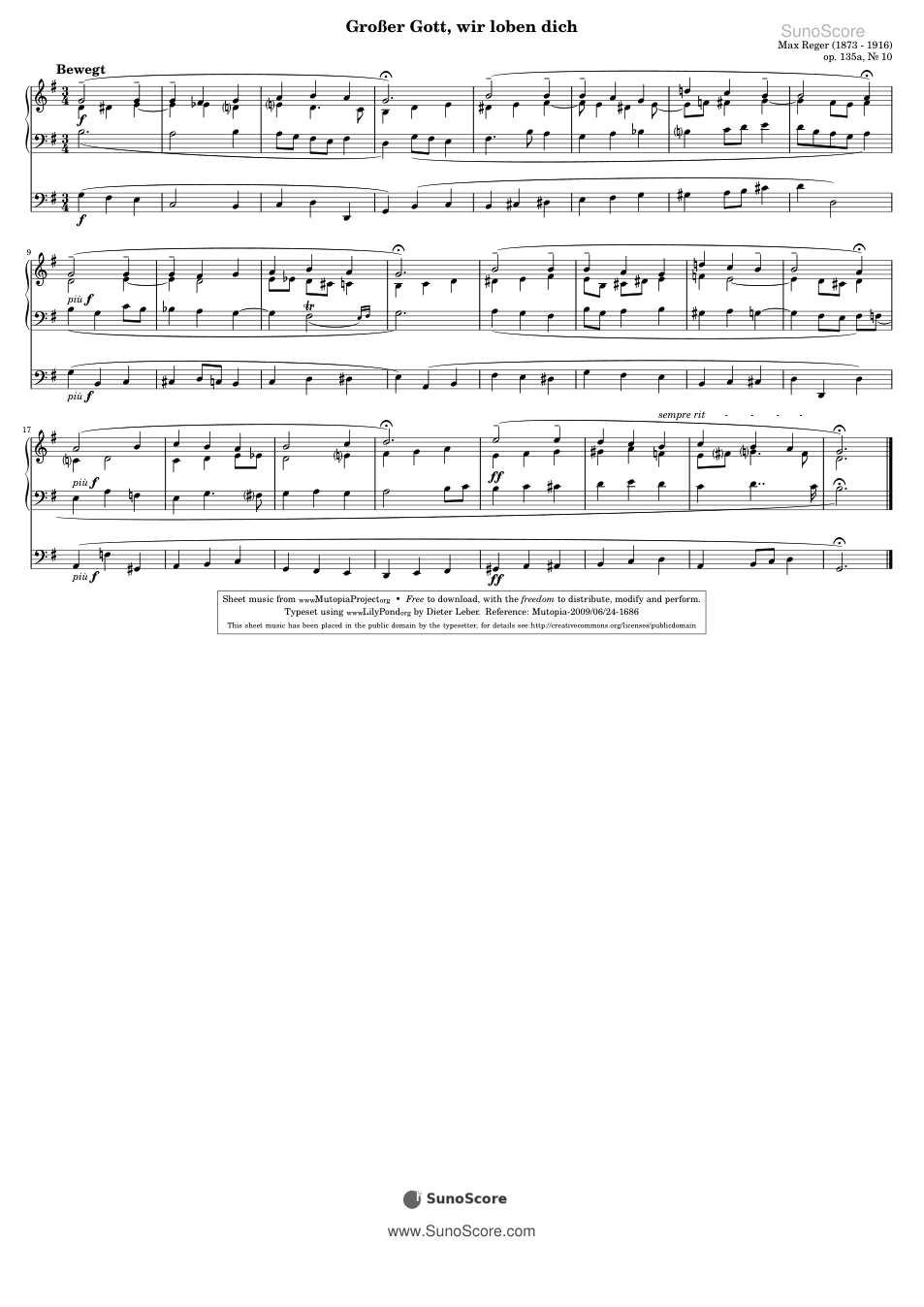 거룩하신 하나님 Op.135a-10 악보 첫 쪽 미리보기