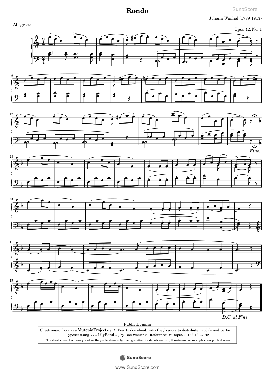 론도 Op.42-1 악보 첫 쪽 미리보기